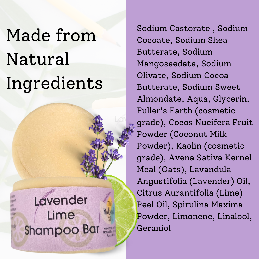 Lavender and Lime Shampoo Bar - Suitable for all hair types
